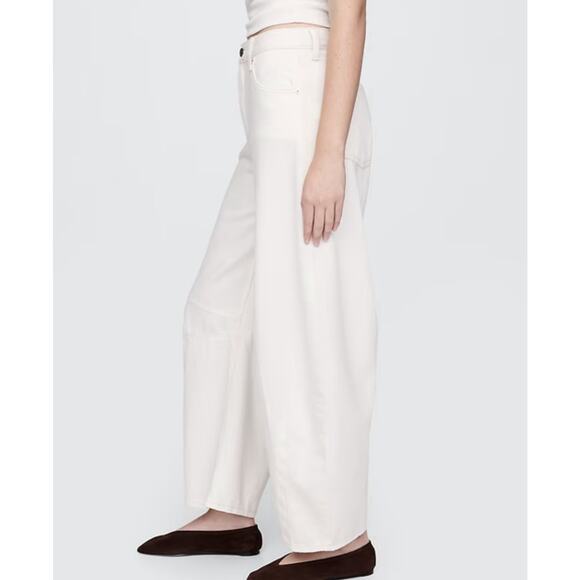 GAP Horseshoe High Rise Wide Leg Jeans Women’s 29 8T Ivory Lyocell - Picture 2 of 8